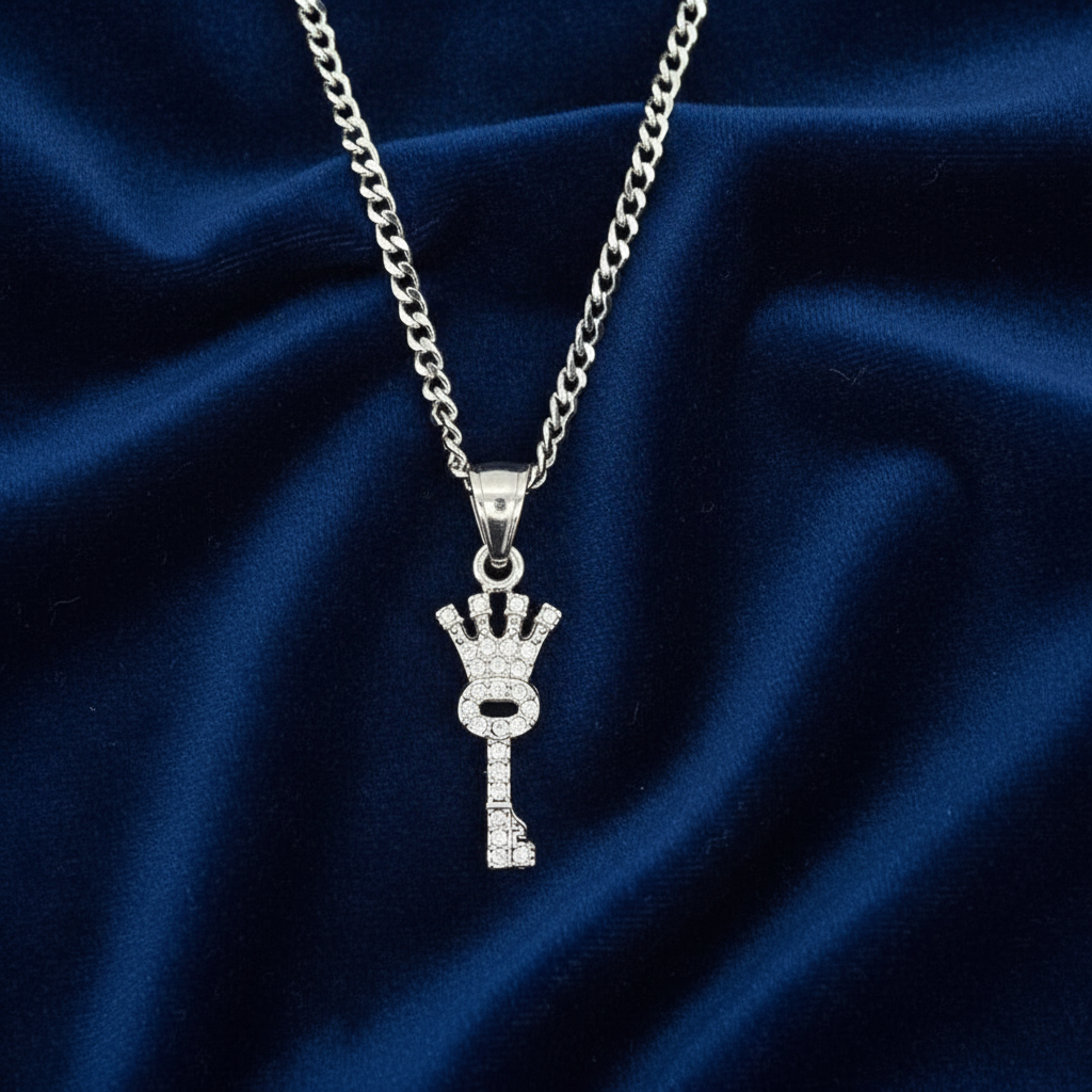 Stainless Steel Key Pendent and Chain Combo 24" at Flawless Jewelry