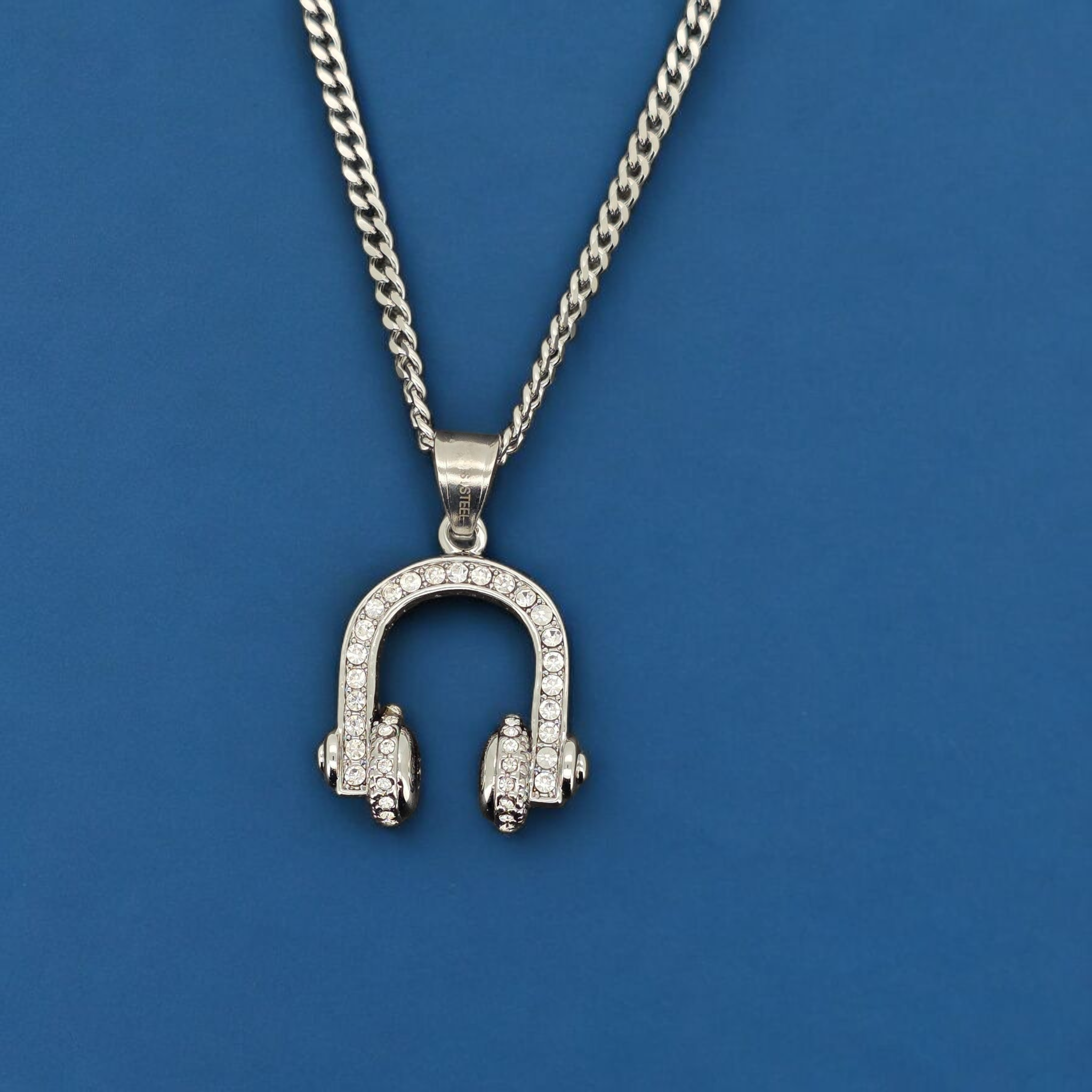 Stainless Steel Headphone Charm and Chain Combo 24"