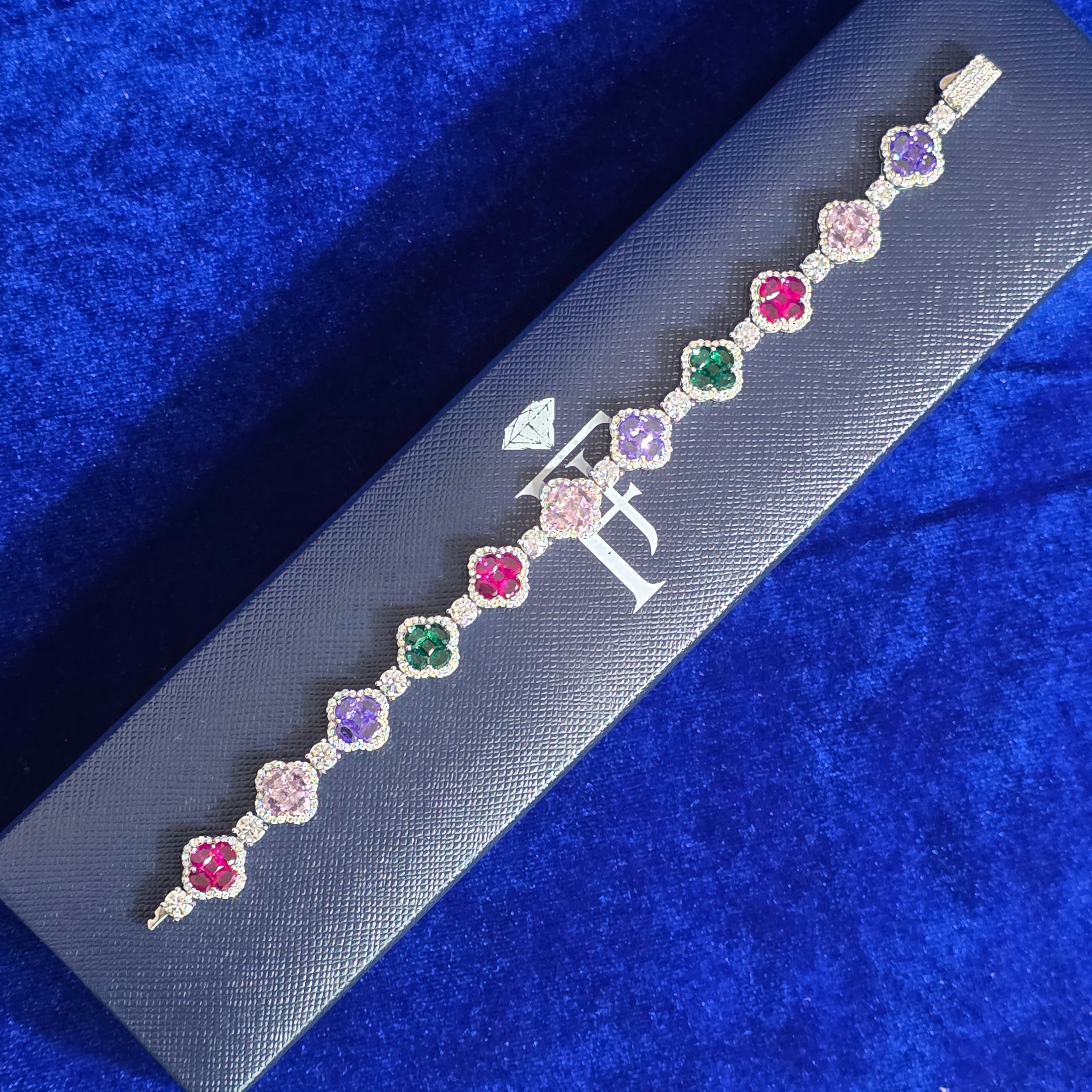 925 Silver Moissanite Colored Bracelet.