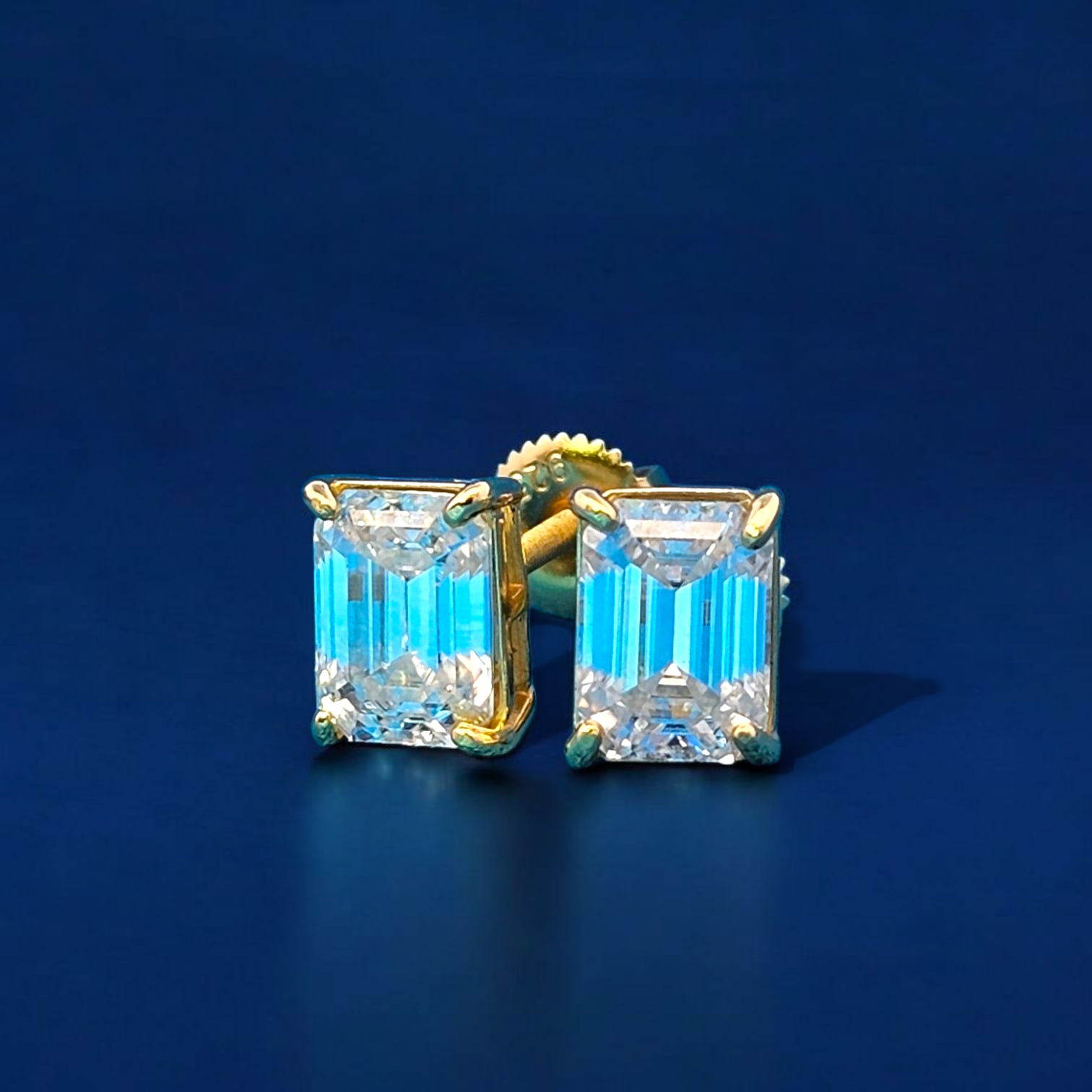 925 Silver Moissanite Emerald Cut Earrings 3.00 CTW