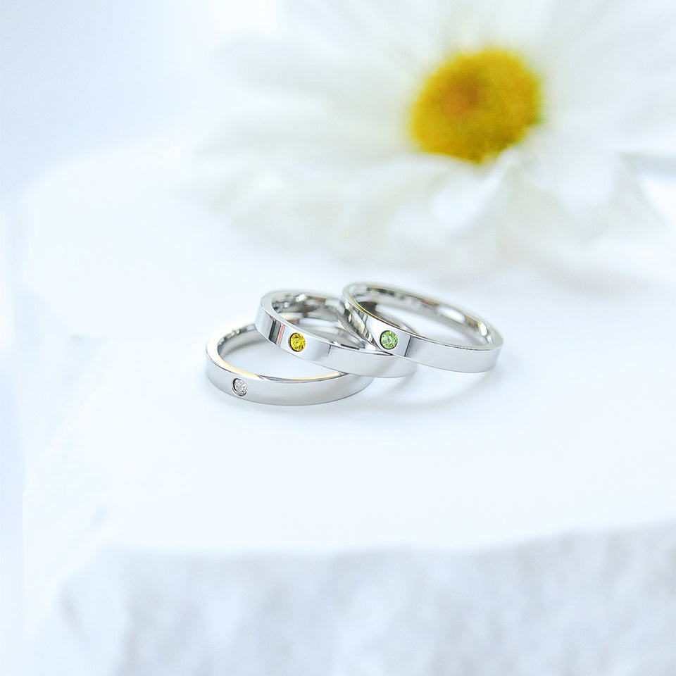 Stainless Steel Birthstone  Stacking Ring (Engravable)