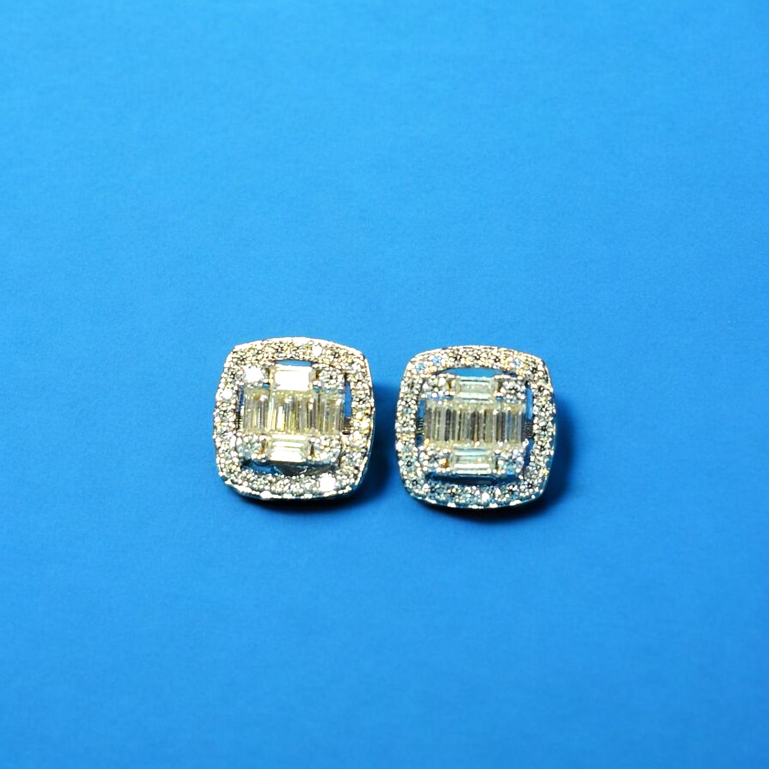 925 Silver Moissanite Square Earrings 0.69 CTW