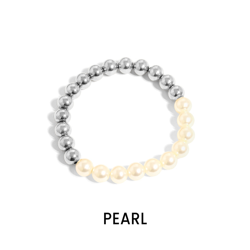 18K Gold PVD Stainless Steel Semi Precious Beaded Stretch Bracelets