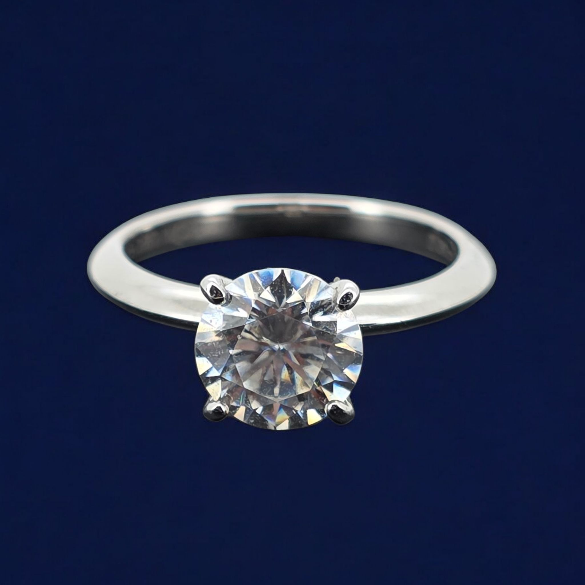 925 Silver Moissanite Round solitaire Ring 2 CTW