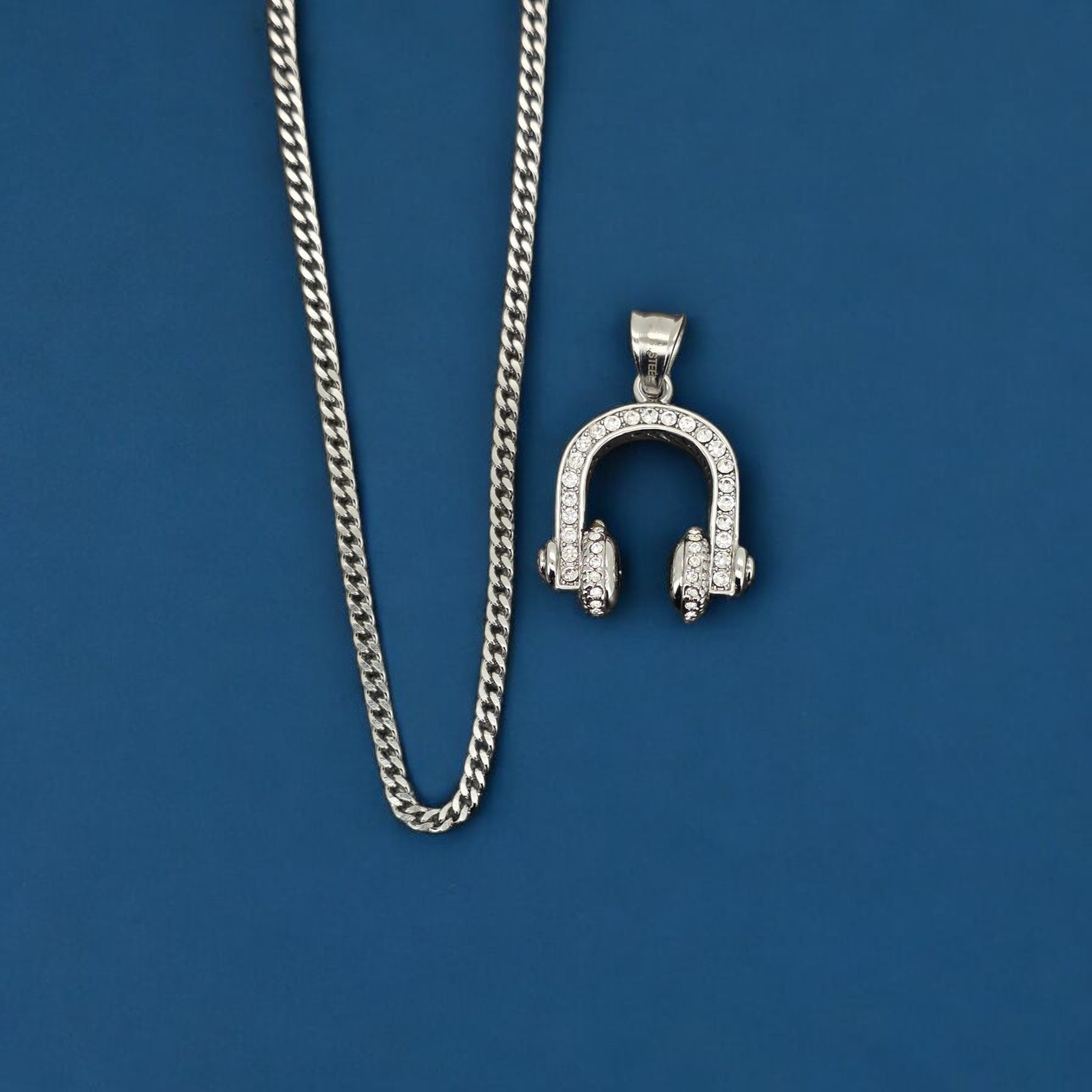 Stainless Steel Headphone Charm and Chain Combo 24"