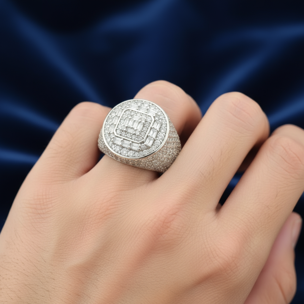 925 Silver Moissanite Signet Ring