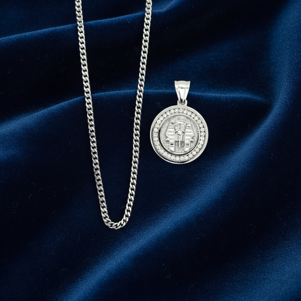 Stainless Steel Pharoah Pendent and Chain Combo 24" at Flawless Jewelry