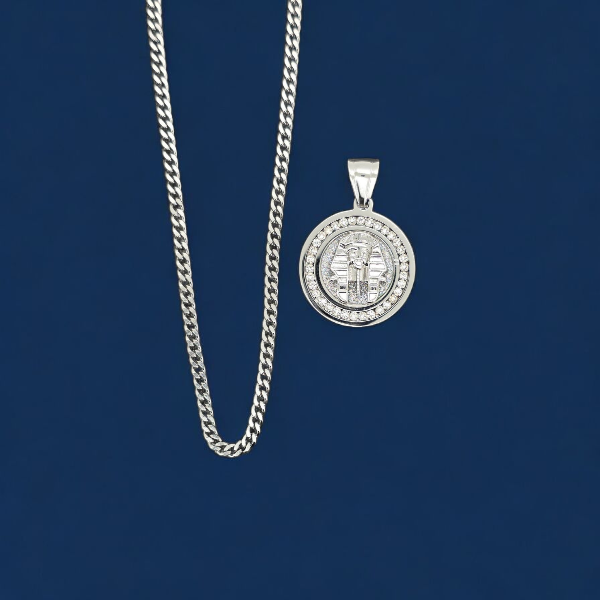 Stainless Steel Pharoah Pendent and Chain Combo 24"