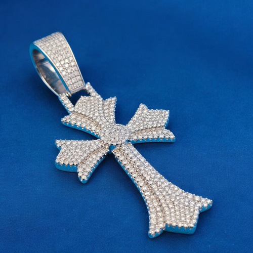 925 Silver Moissanite Cross Fine Pendant 5.78 CTW at Flawless Jewelry