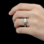 925 Silver Moissanite Round Halo Ring at Flawless Jewelry