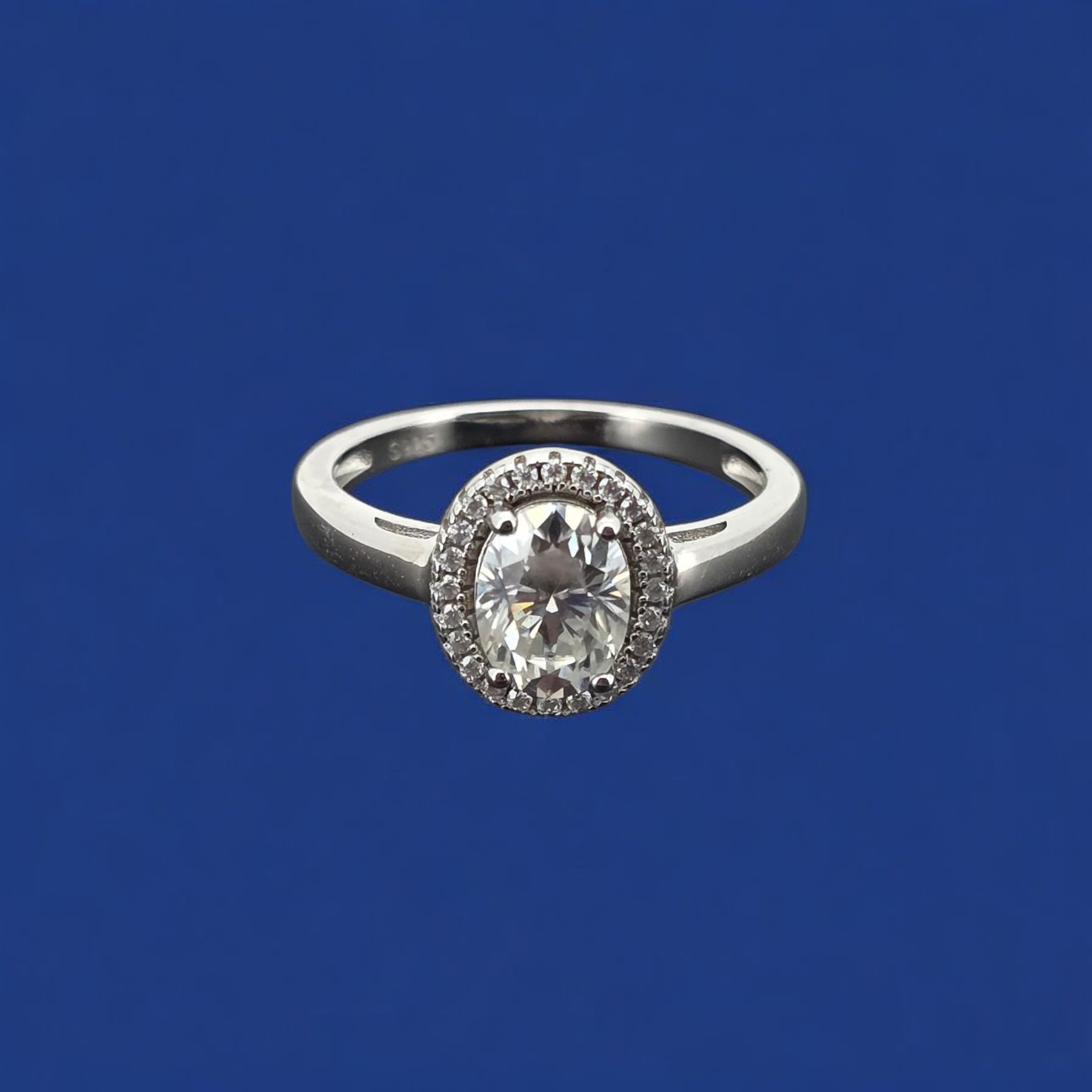 925 Silver Moissanite Round Halo Ring