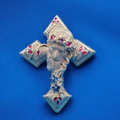 925 Silver Moissanite Jesus Face Cross Pendant 7.40 CTW at Flawless Jewelry