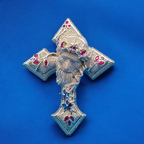 925 Silver Moissanite Jesus Face Cross Pendant 7.40 CTW at Flawless Jewelry