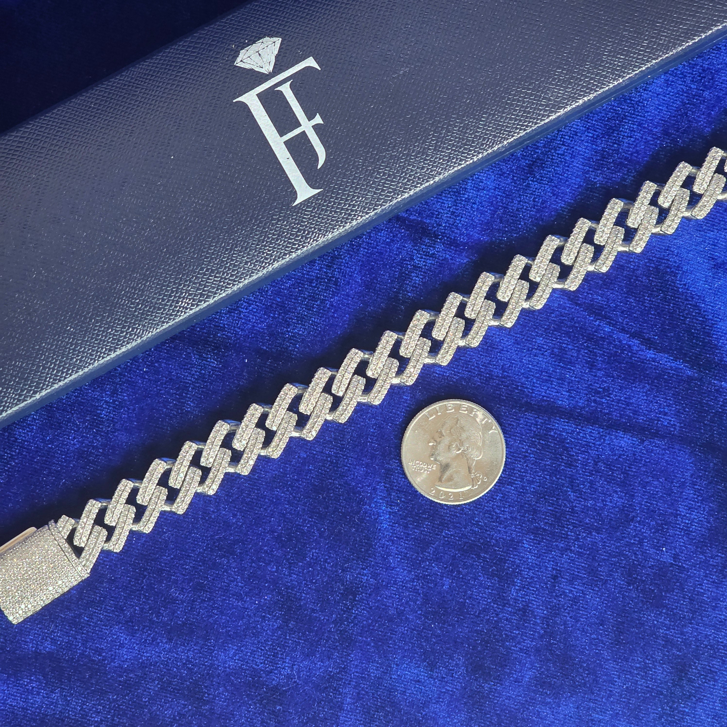 925 Silver Moissanite Bracelet 14MM