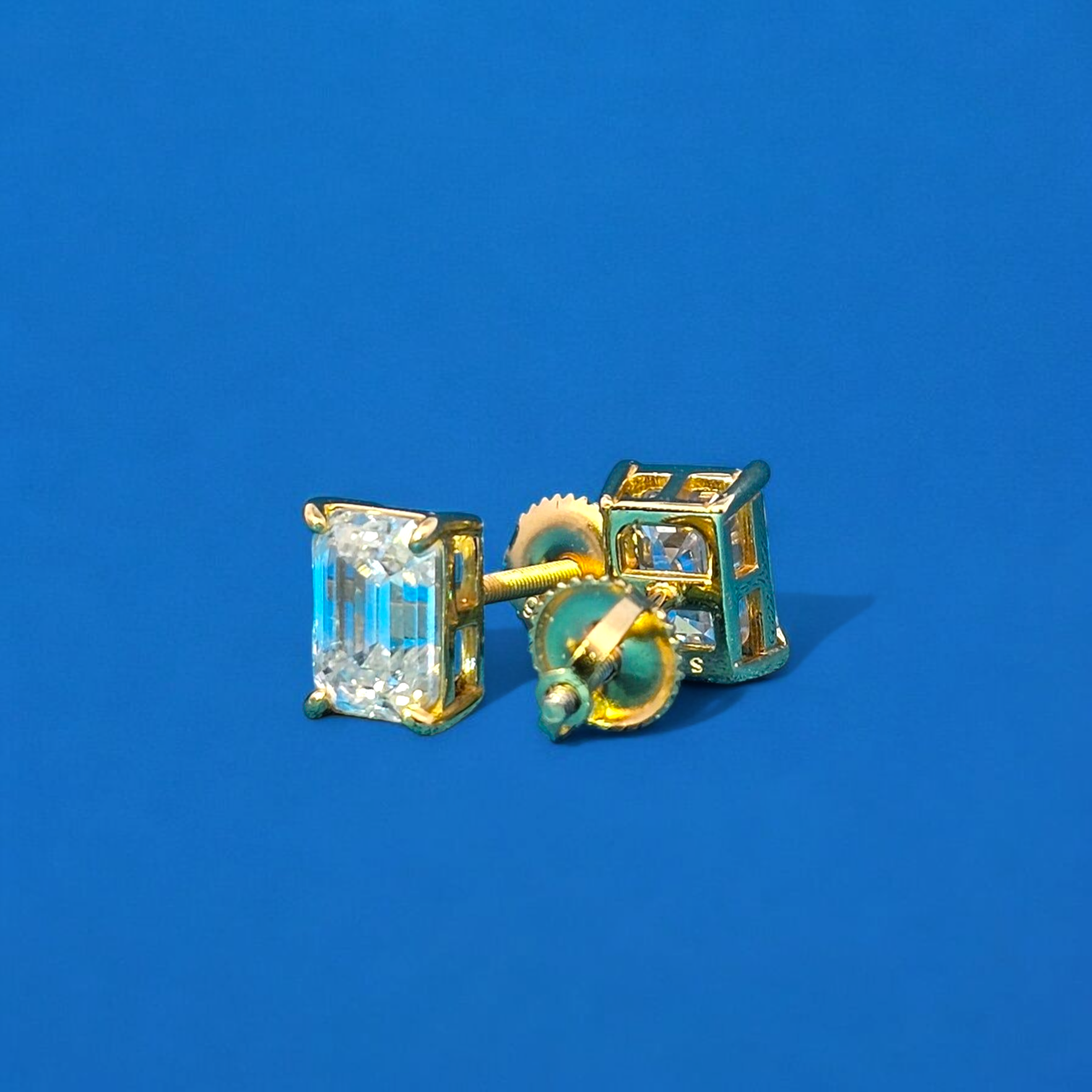 925 Silver Moissanite Emerald Cut Earrings 3.00 CTW
