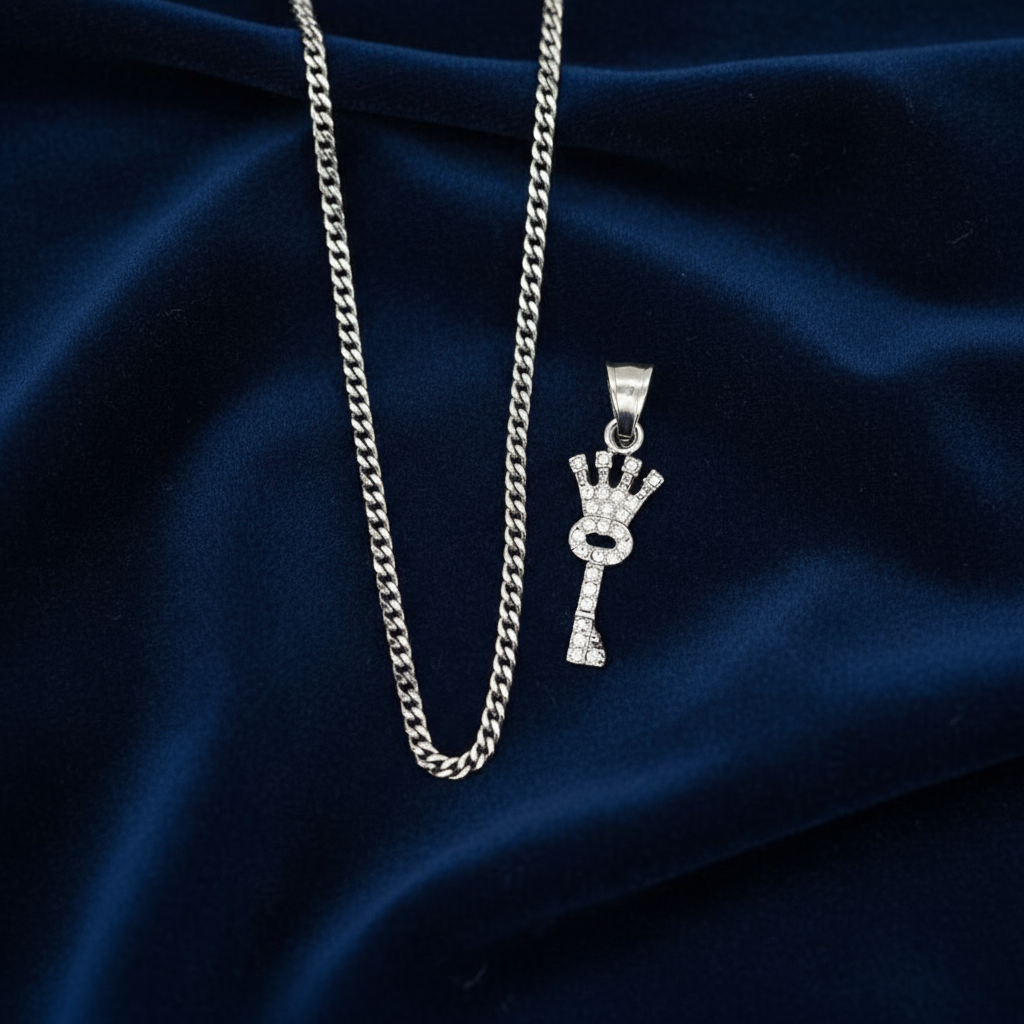 Stainless Steel Key Pendent and Chain Combo 24" at Flawless Jewelry