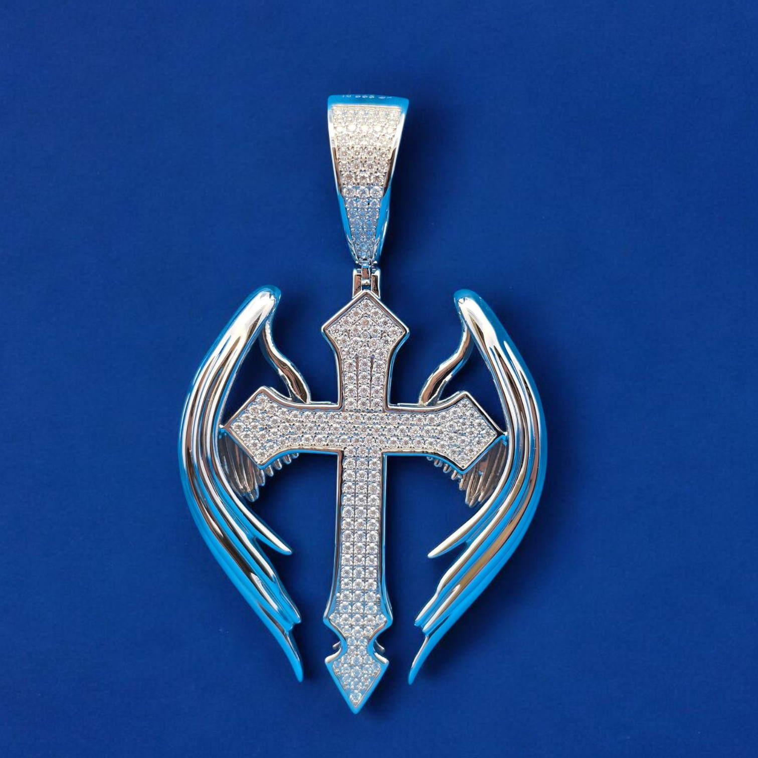 925 Silver Moissanite Wings Cross 3.13 CTW