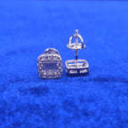 925 Silver Moissanite Square Earrings.