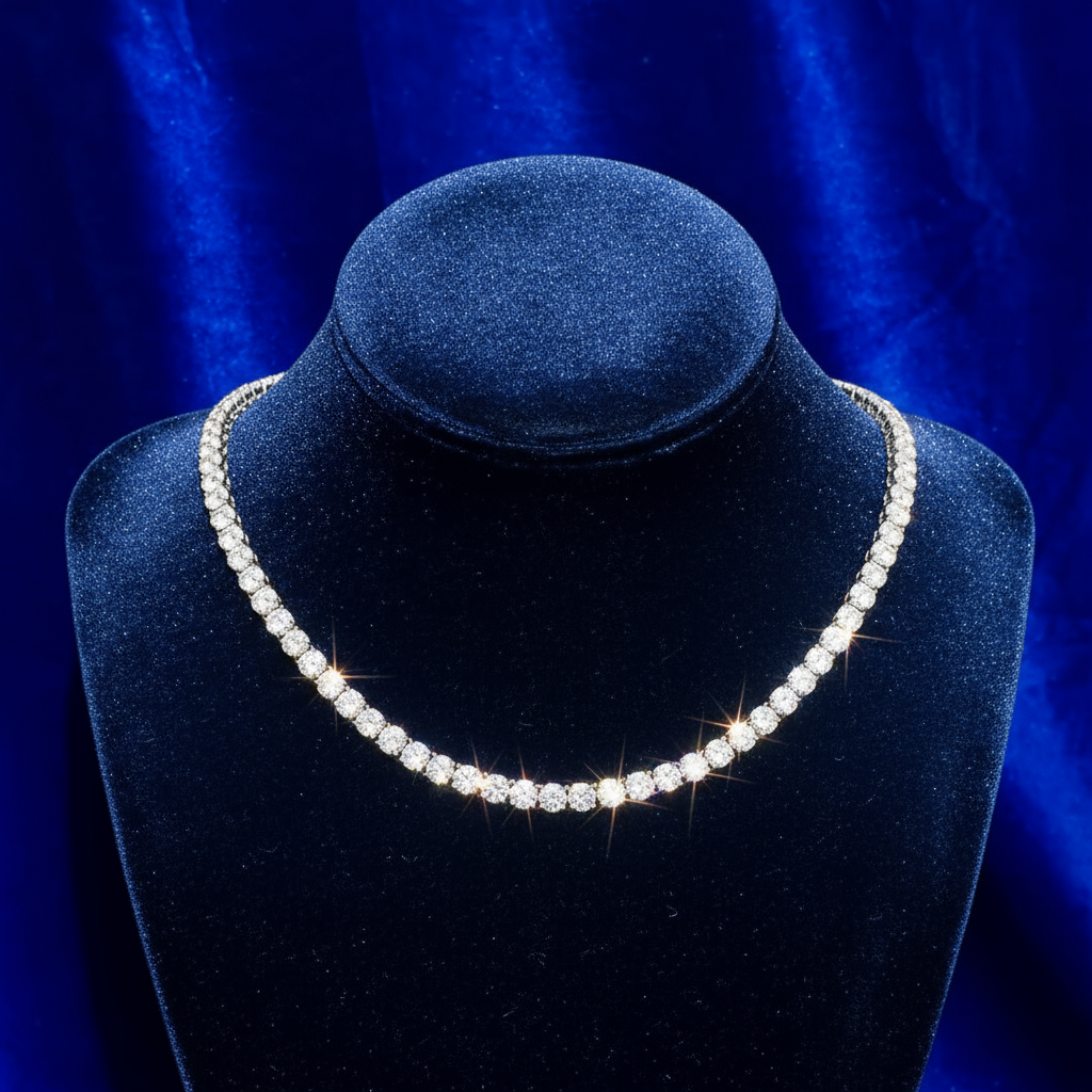 925 Silver Moissanite Tennis chain 5MM at Flawless Jewelry