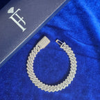 925 Silver Moissanite Cuban Prong Link Bracelet 10MM.