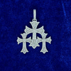 925 Silver Moissanite 3 Cross Pendent