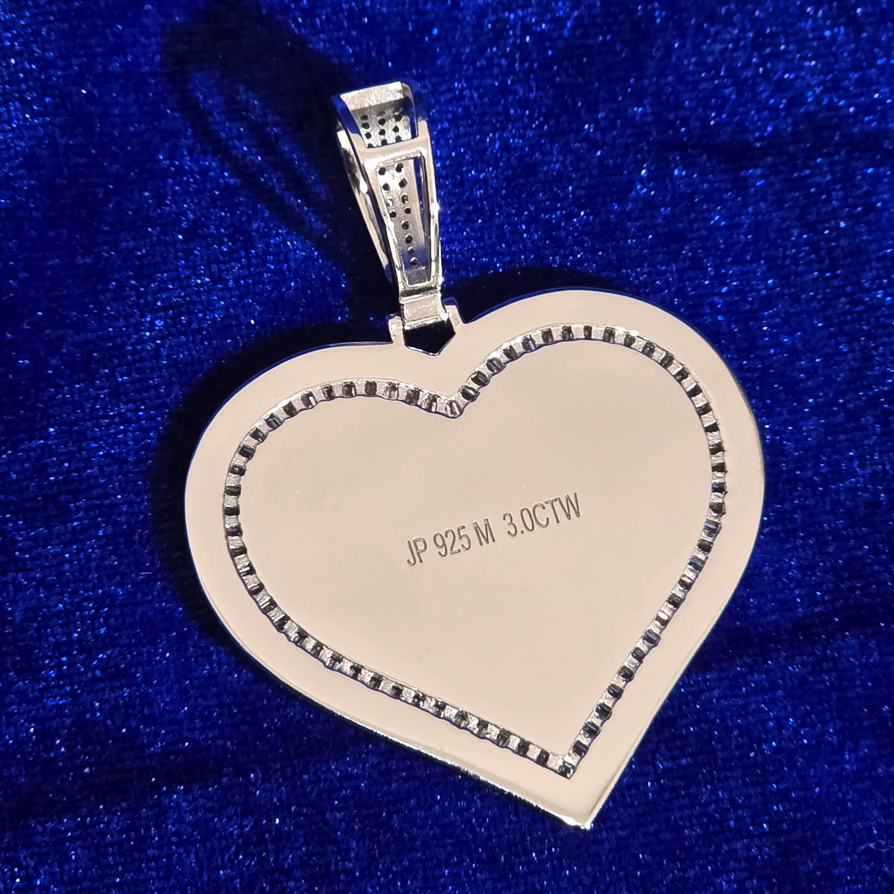 925 Silver Moissanite Memory Heart Pendent 3.0 CTW