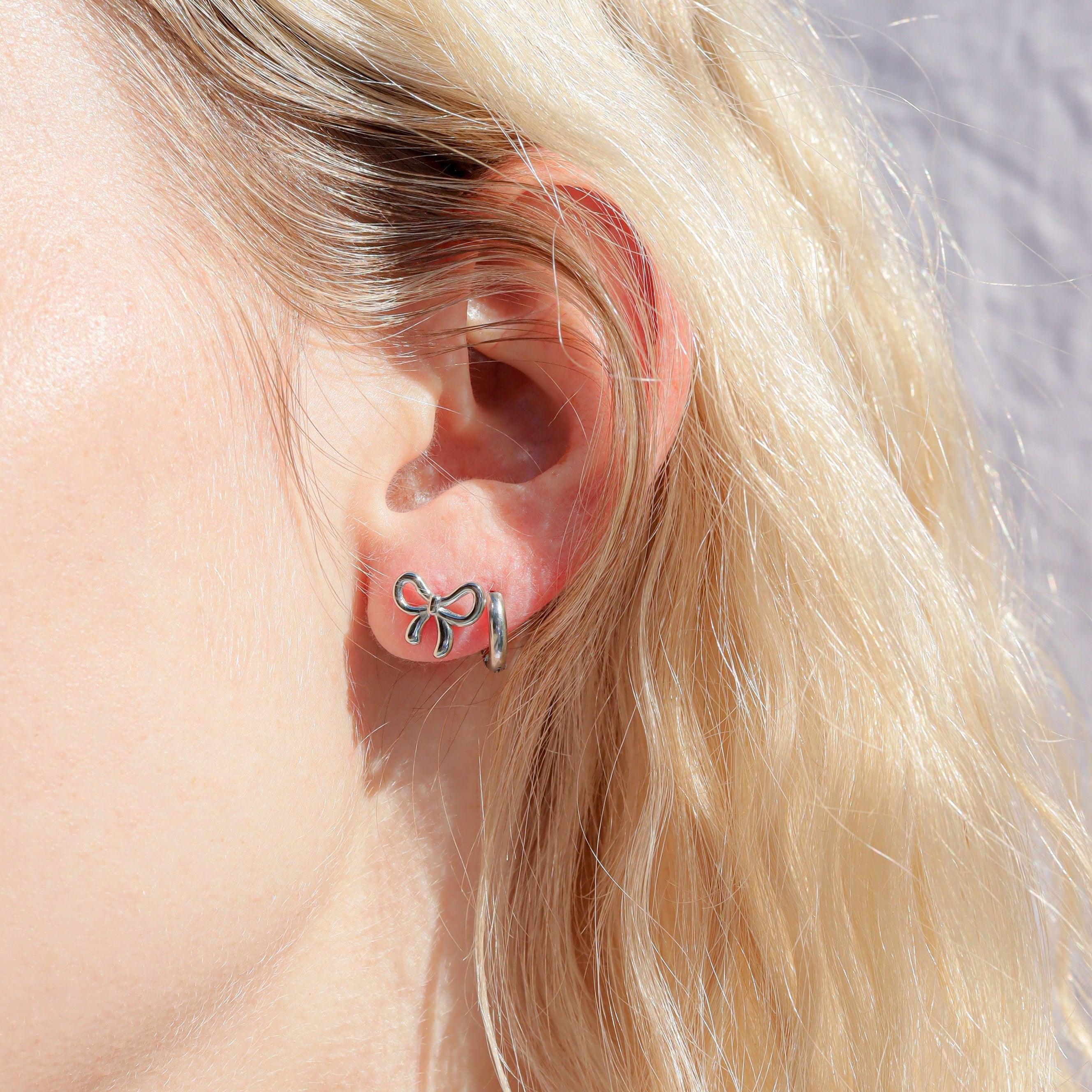 18K Gold PVD Stainless Steel Bow Stud Earrings