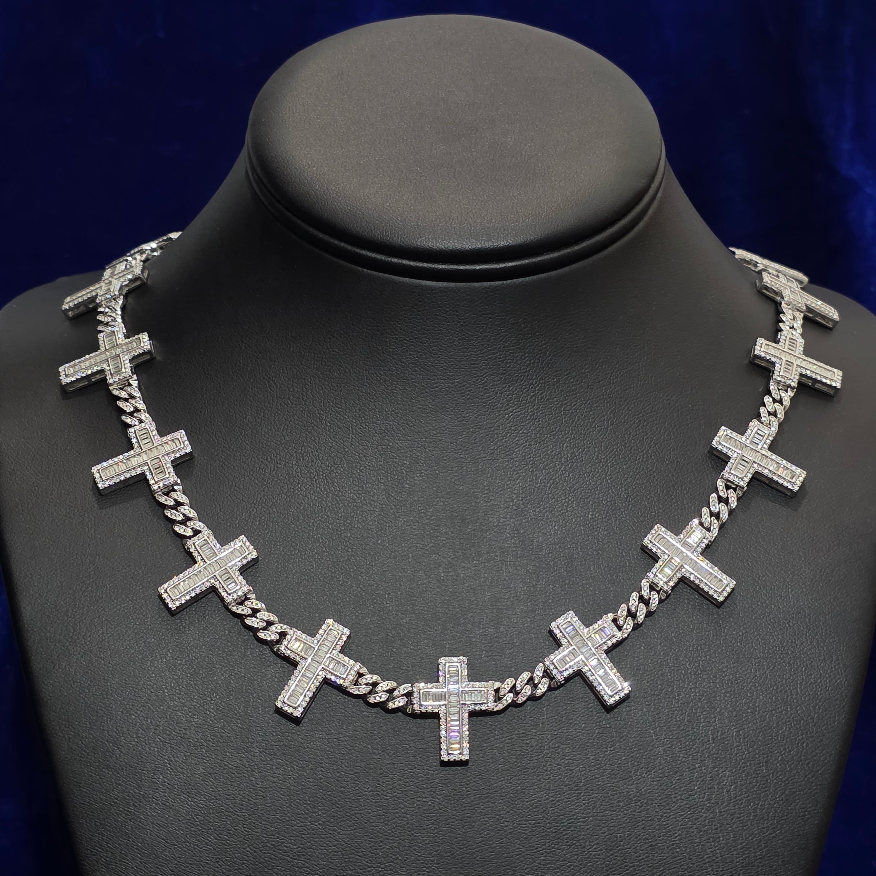 Silver Moissanite Cross Necklace