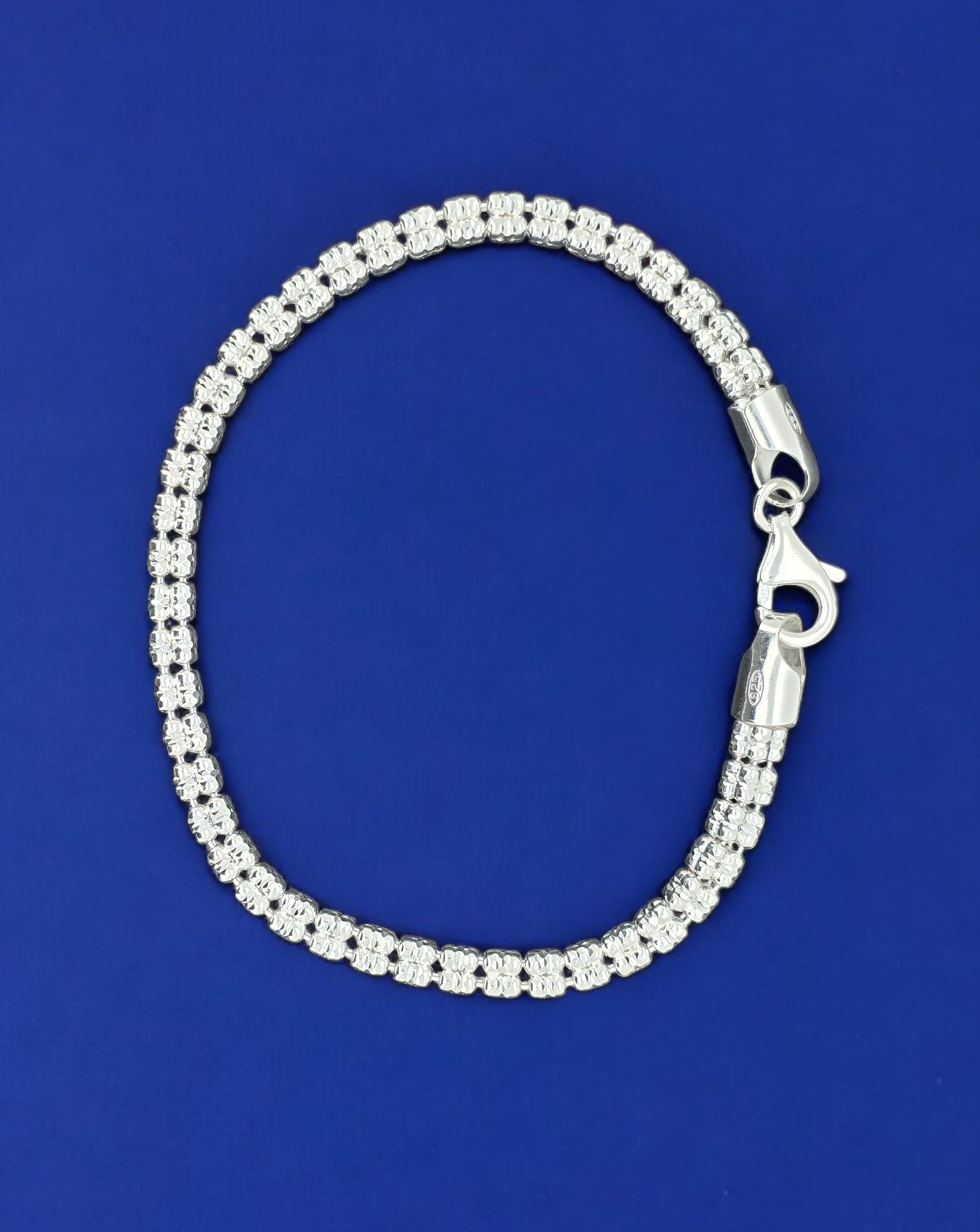 925 Silver Diamond Cut Bracelet 4mm