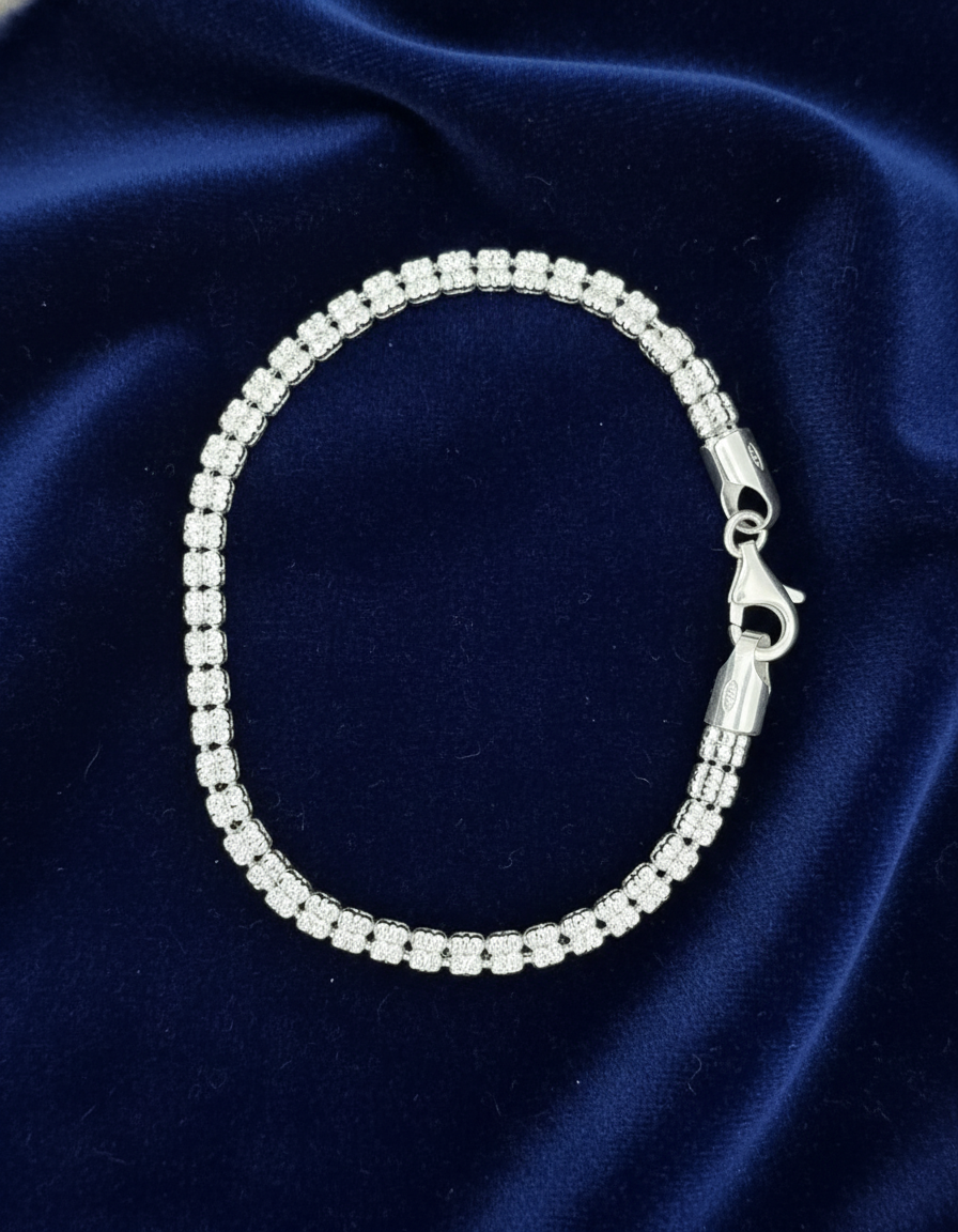 925 Silver Diamond Cut Bracelet 4mm at Flawless Jewelry