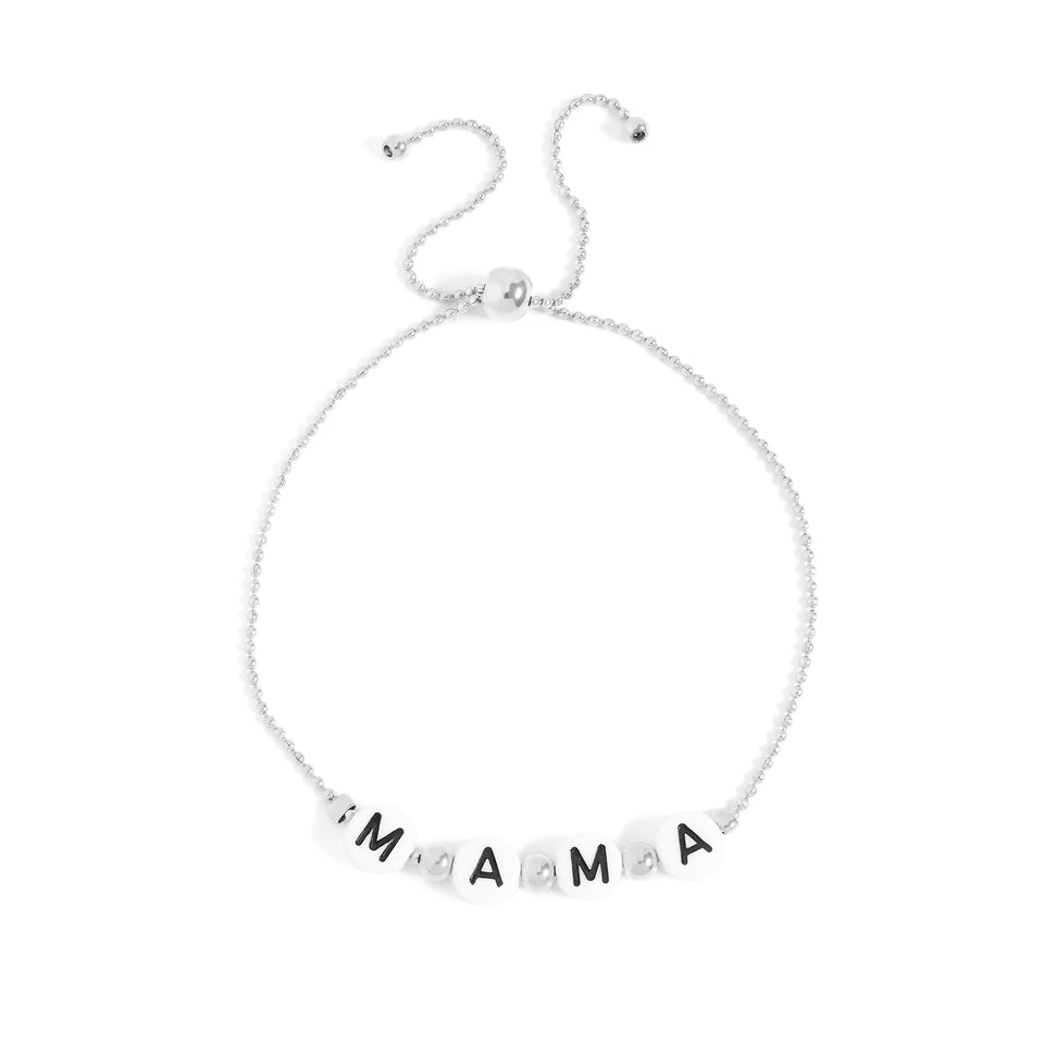 18K gold PVD Stainless Steel Beaded Mama Adjustable Bracelet