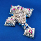 925 Silver Moissanite Jesus Face Cross Pendant 7.40 CTW at Flawless Jewelry