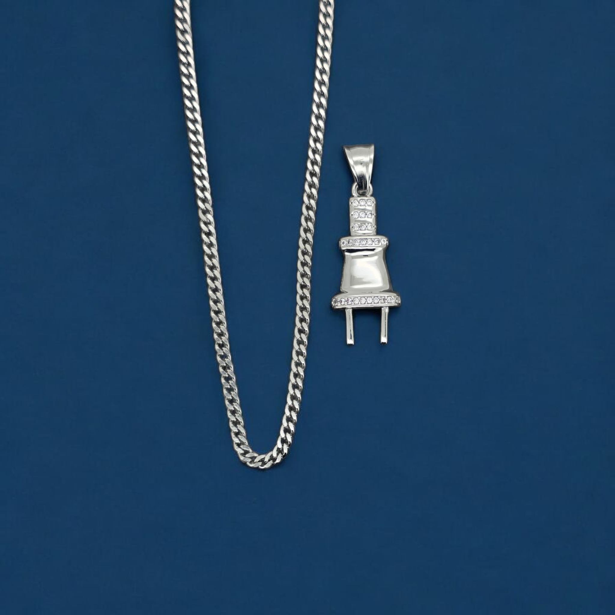 Stainless Steel Plug Charm and Chain Combo 24"