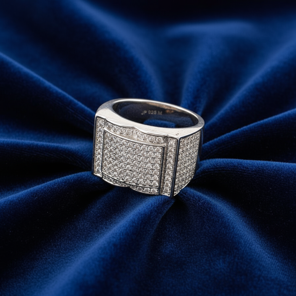 925 Silver Moissanite Square Ring at Flawless Jewelry