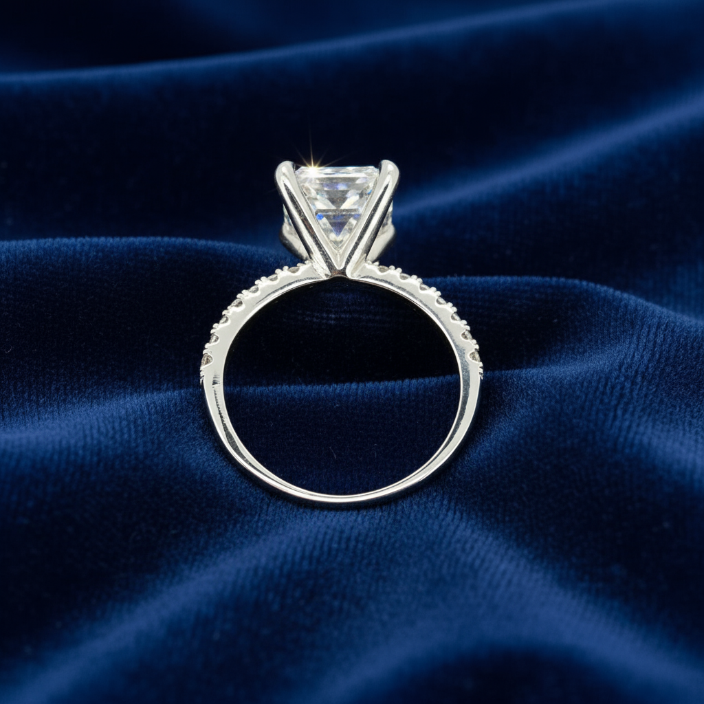 925 Silver Moissanite Princess Cut Accented Ring 3.28 CTW at Flawless Jewelry