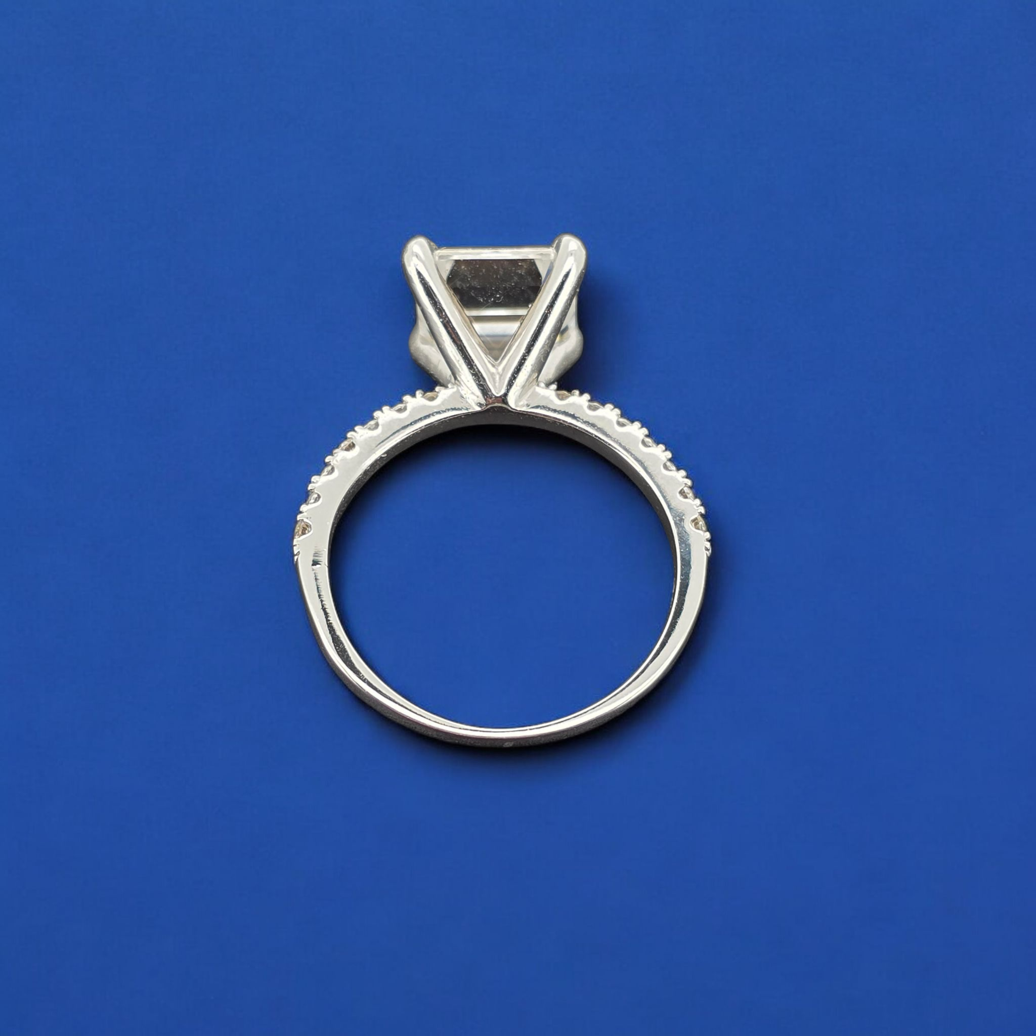 925 Silver Moissanite Princess Cut Accented Ring 3.28 CTW