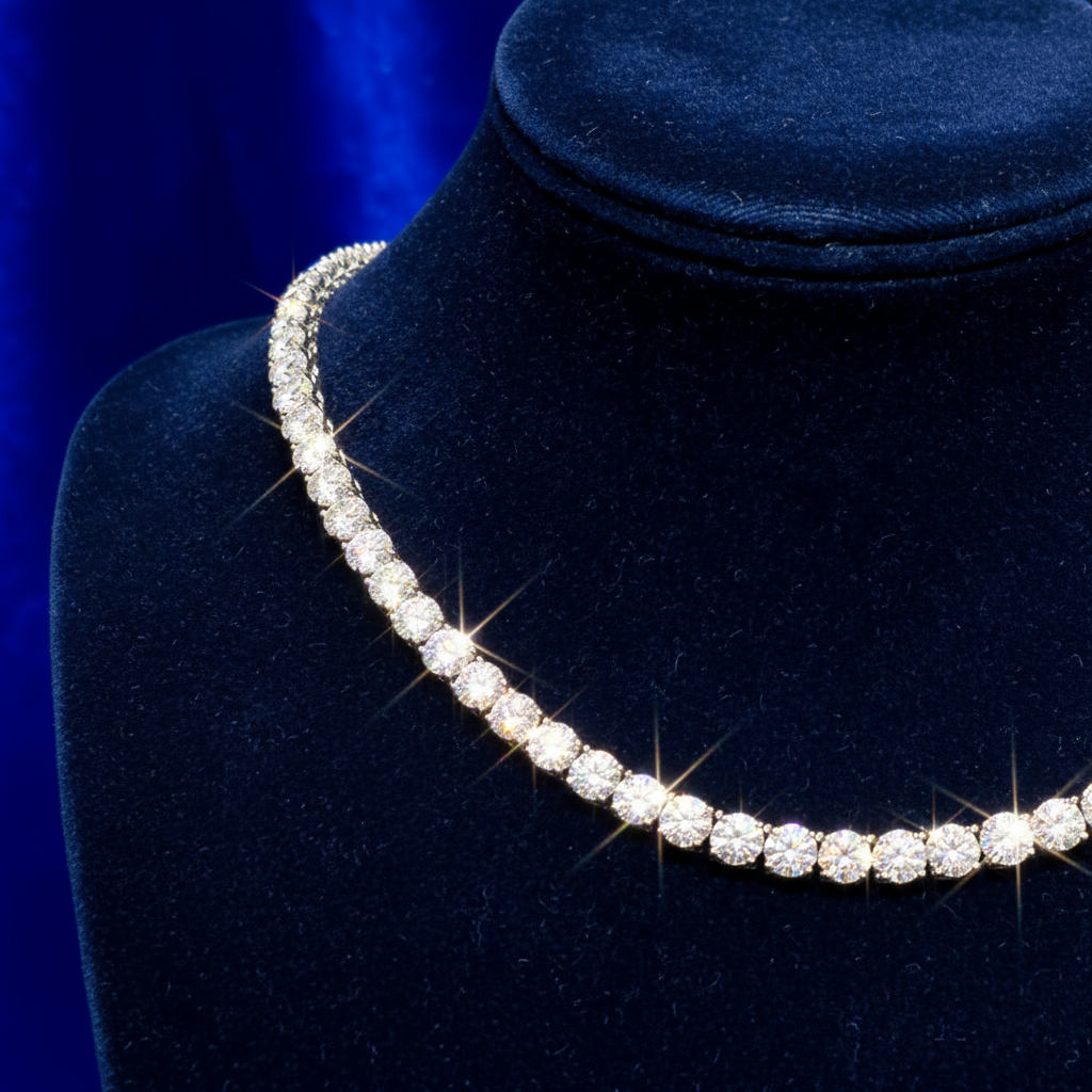 925 Silver Moissanite Tennis chain 5MM at Flawless Jewelry