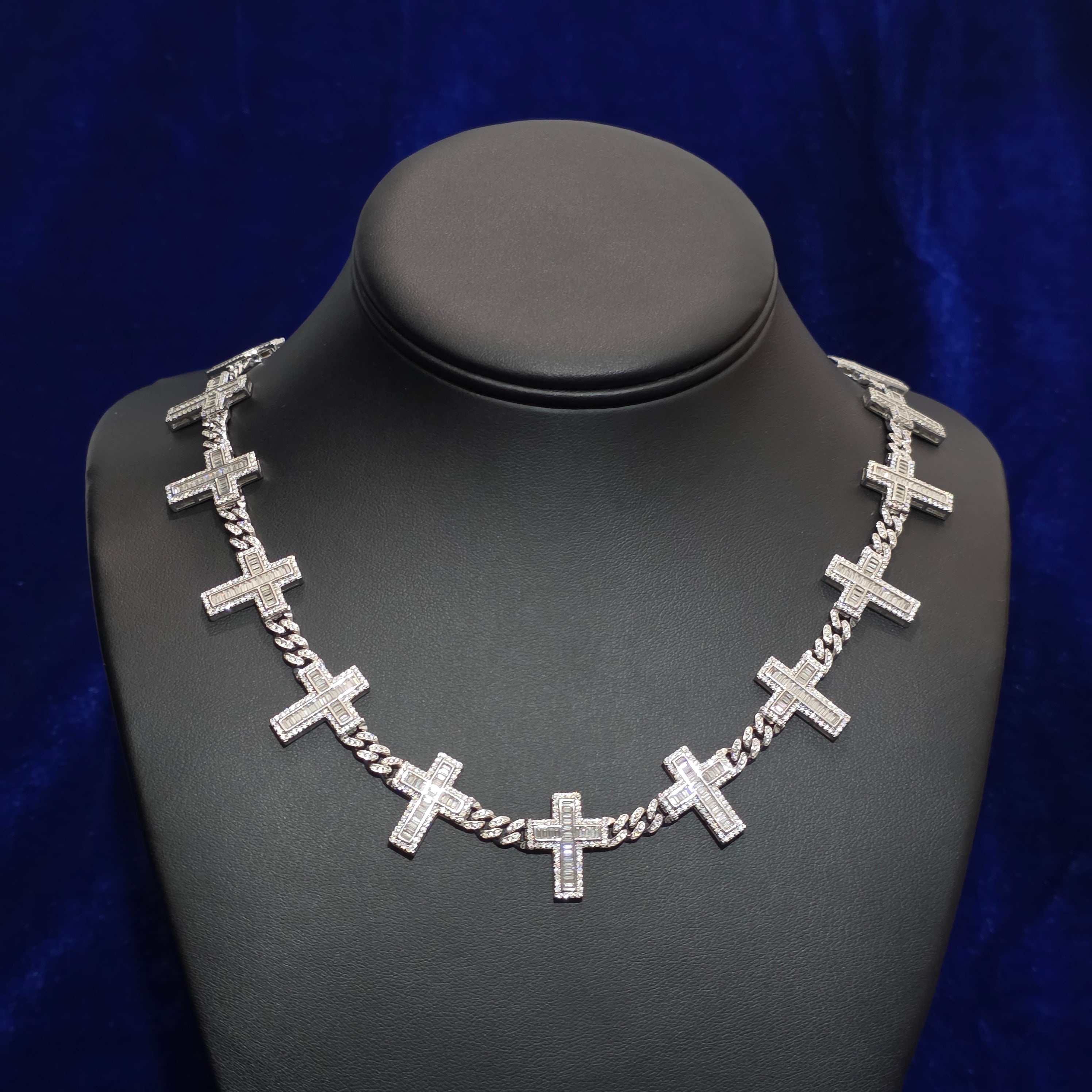 Silver Moissanite Cross Necklace