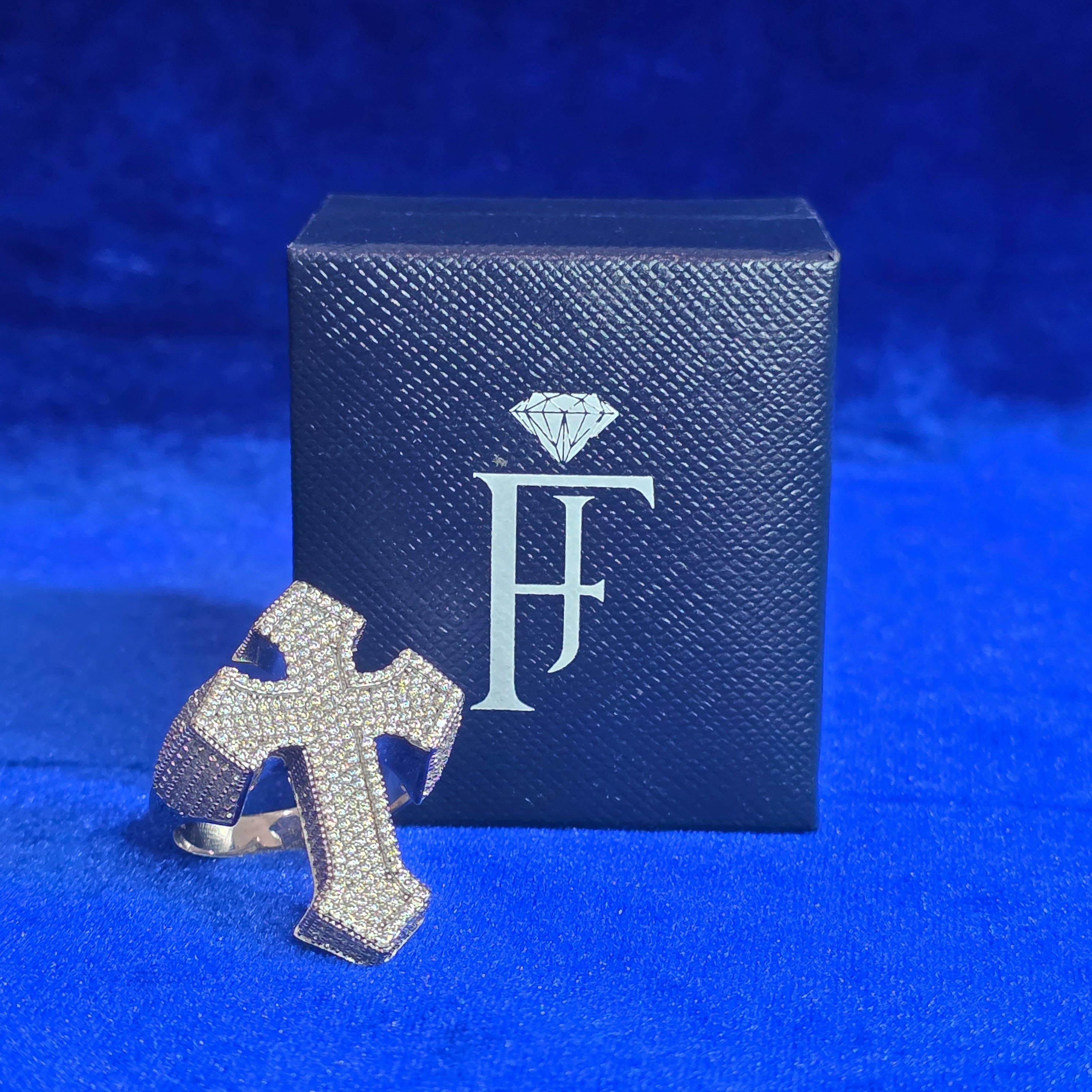 925 Silver Moissanite CUSTOM Cross Ring.