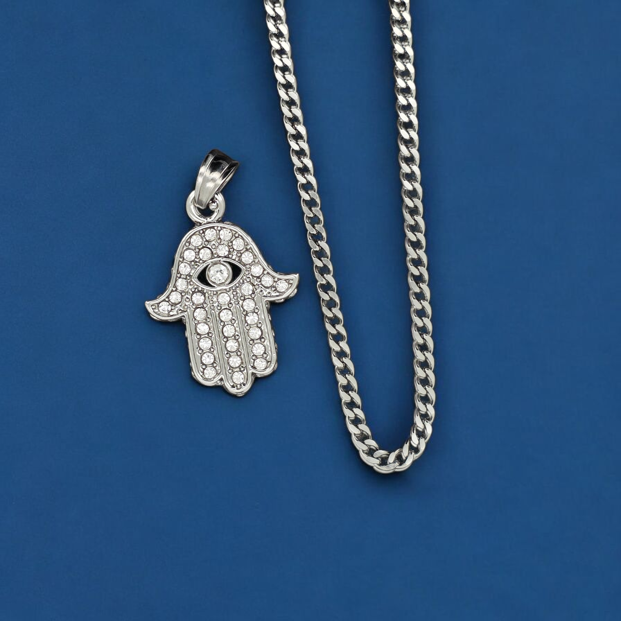 Stainless Steel Hamsa Pendant and Chain Combo 24''