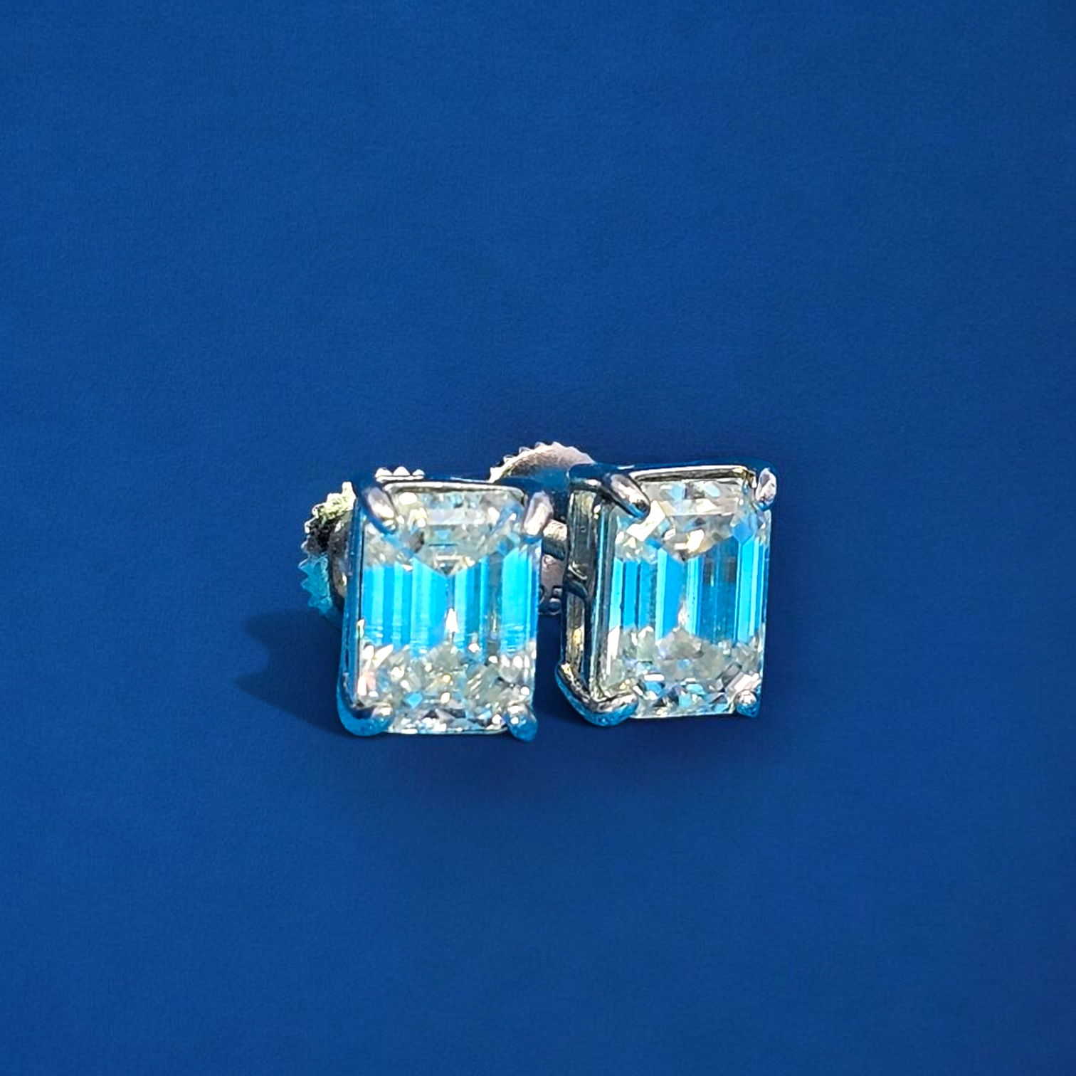 925 Silver Moissanite Emerald Cut Earrings 3.00 CTW