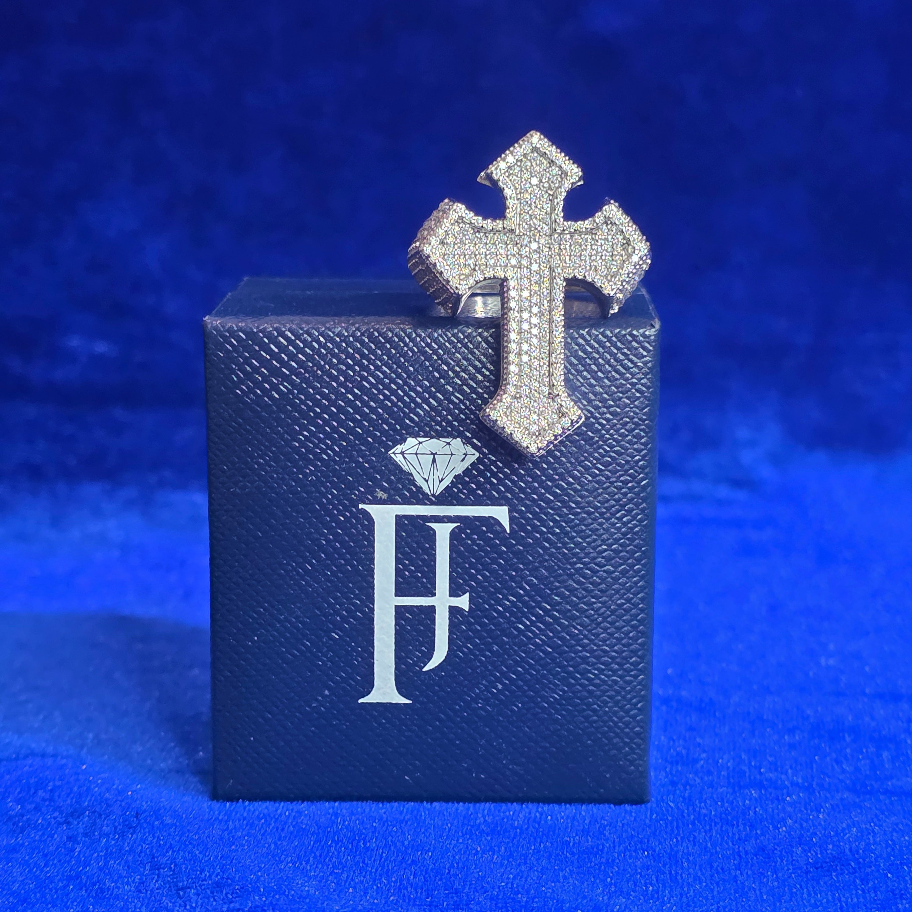 925 Silver Moissanite CUSTOM Cross Ring.