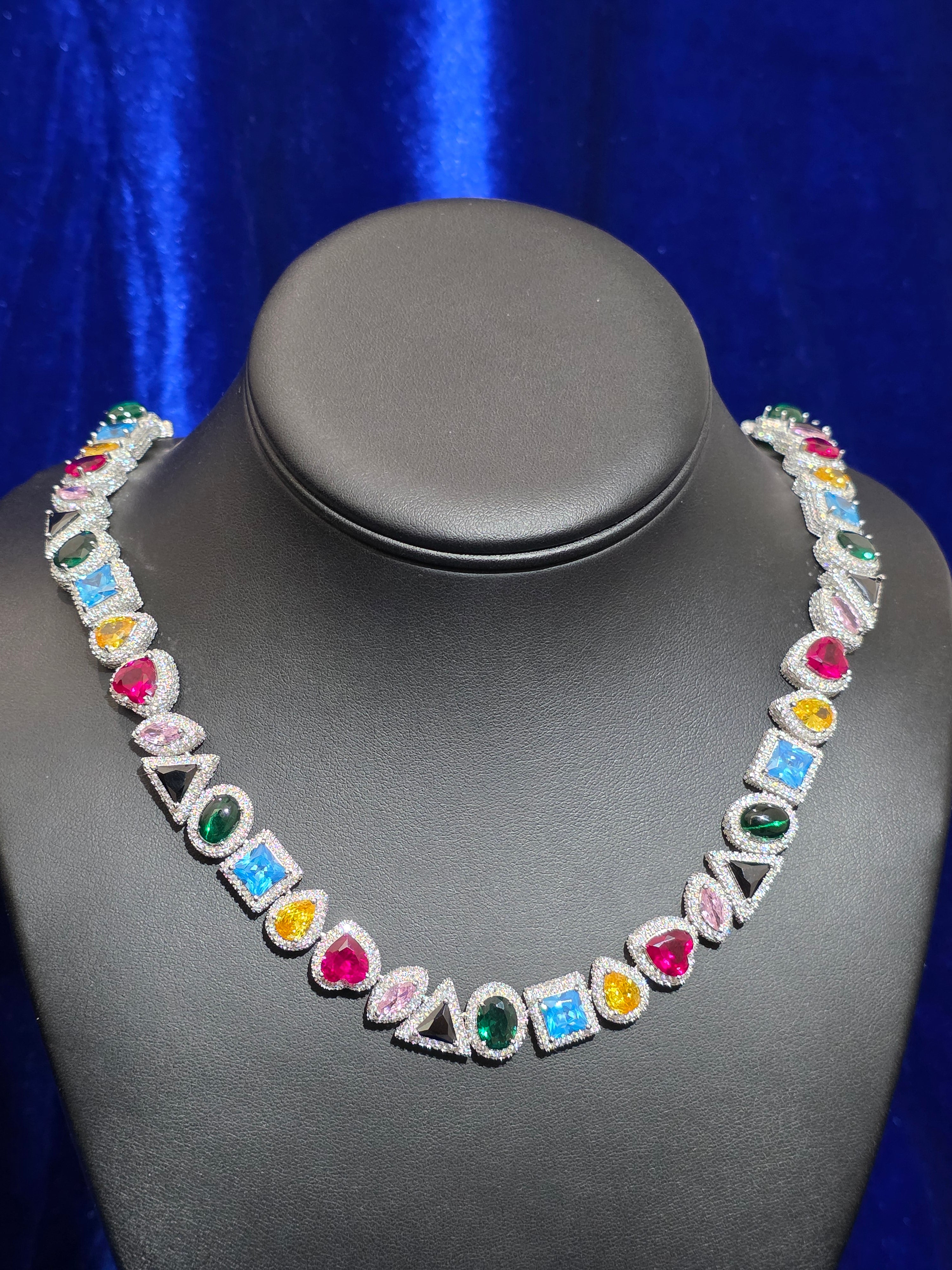 925 Silver Moissanite Multi-Colors Chain