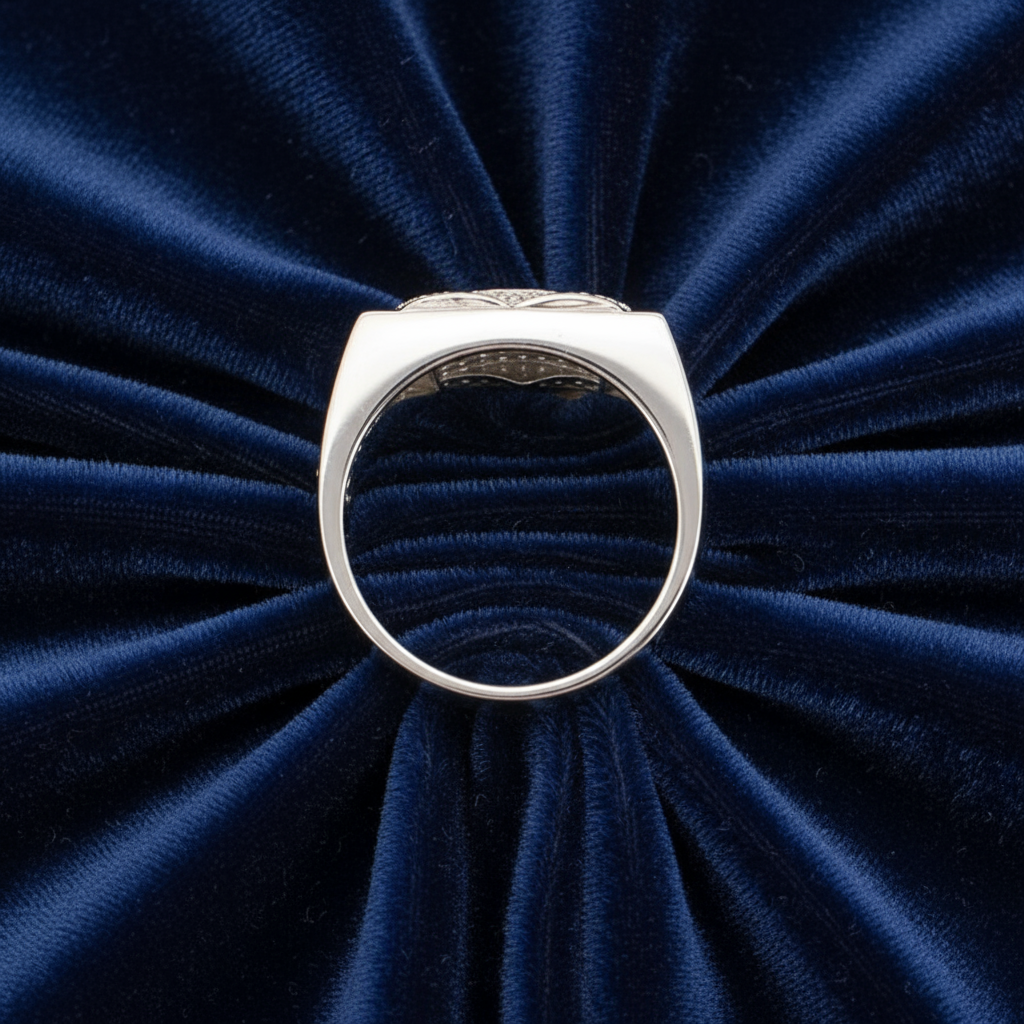 925 Silver Moissanite Square Ring at Flawless Jewelry