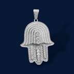 925 Silver Moissanite Hamsa Hand Pendant 2.30 CTW at Flawless Jewelry