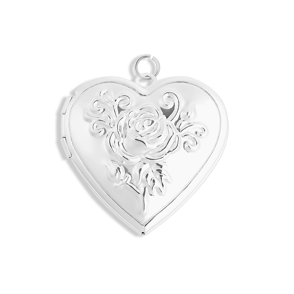 18K Gold PVD Stainless Steel Rose Heart Locket with chain