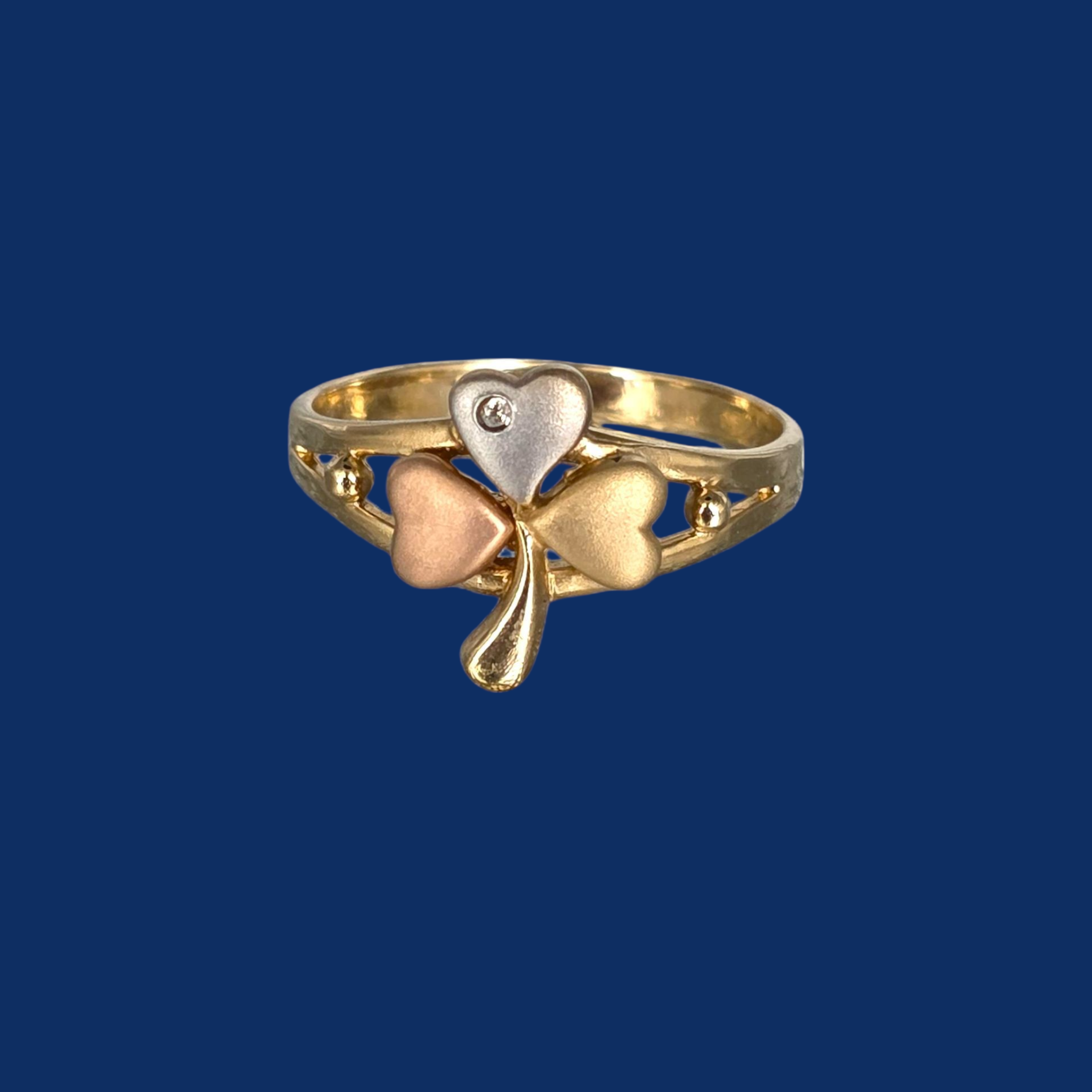 14K Gold Shamrock Leaf Ring