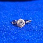925 Silver Moissanite Round Accented Ring