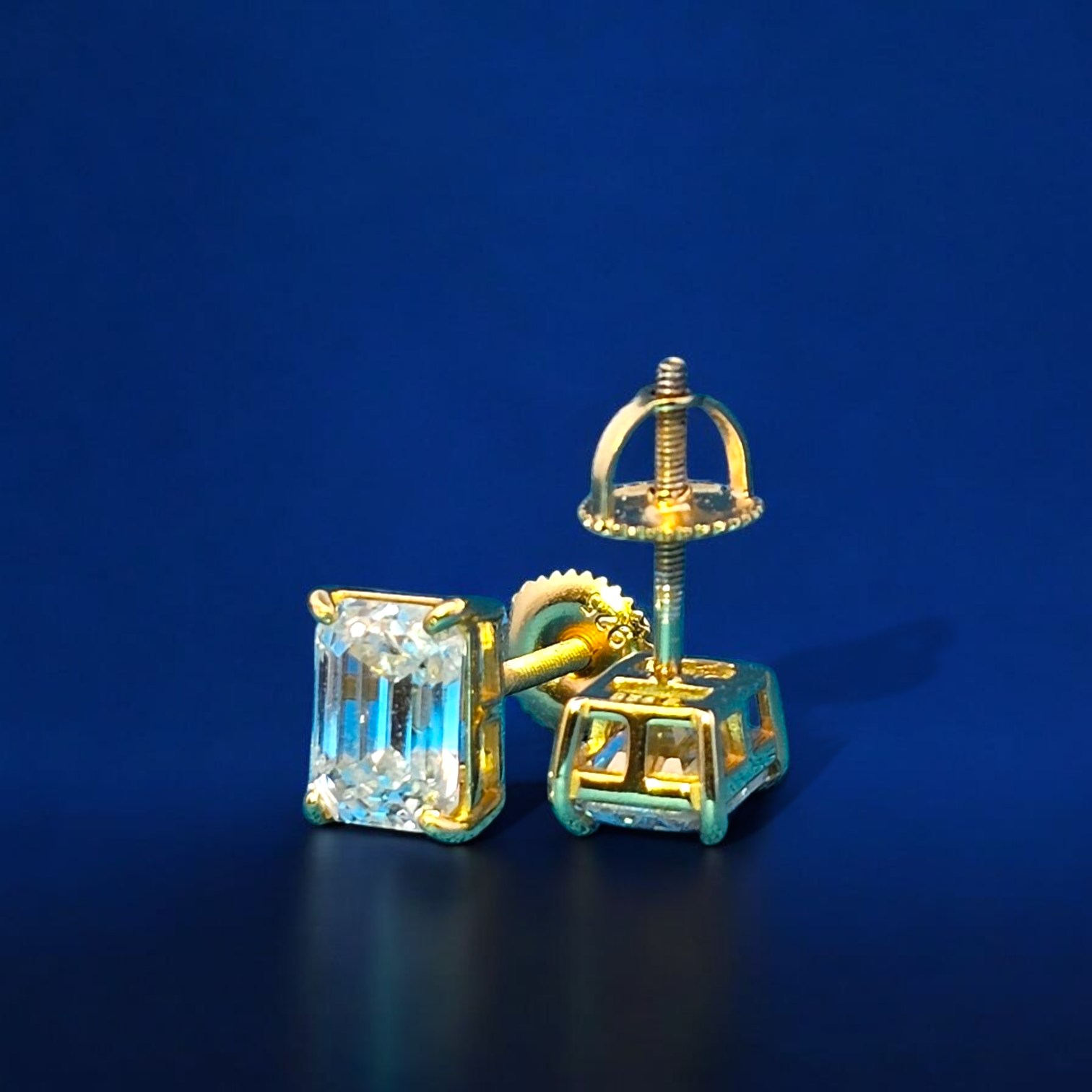 925 Silver Moissanite Emerald Cut Earrings 3.00 CTW