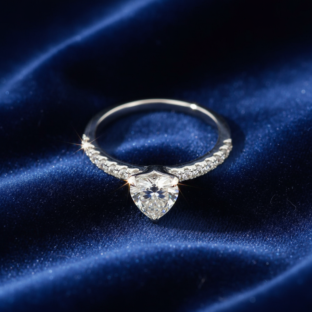 925 Silver Moissanite Heard Accented Ring 1.10 CTW at Flawless Jewelry